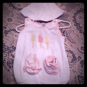 Toddler one piece outfit With hat and little booti